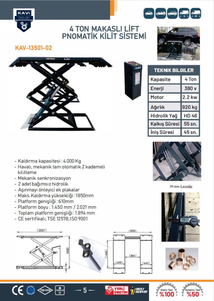 4 TON MAKASLI LİFT PNOMATİK KİLİT SİSTEMİ