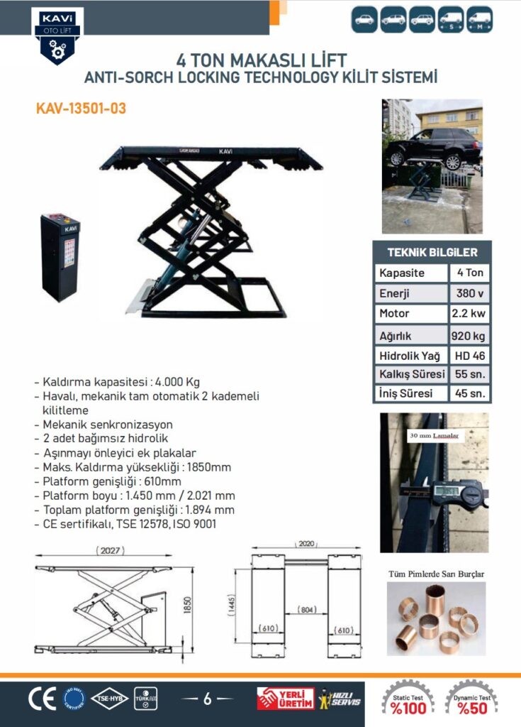 4 TON MAKASLI LİFT ANTI-SORCH LOCKING TECHNOLOGY KİLİT SİSTEMİ