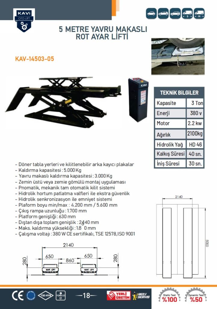 5 METRE YAVRU MAKASLI ROT AYAR LİFTİ
